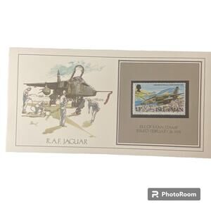 Vtg 1969 RAF Jaguar Isle of Man Stamp Basil Smith Print Issue '78 Plane Aviation